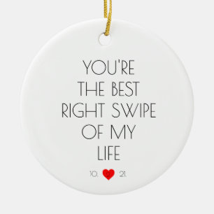 Funny Custom Couple Dating App Tinder Wedding Ceramic Tree Decoration
