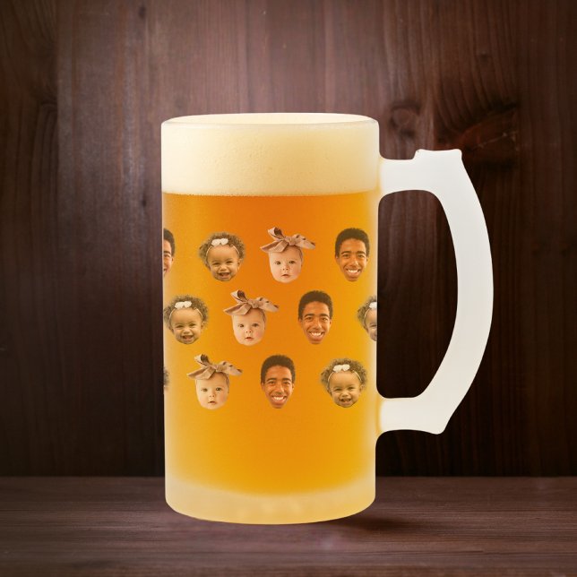 Funny Custom Dad of 3 Kids Photo Frosted Glass Beer Mug (Funny Custom Dad of 3 Kids Photo Frosted Glass Beer Mug
)