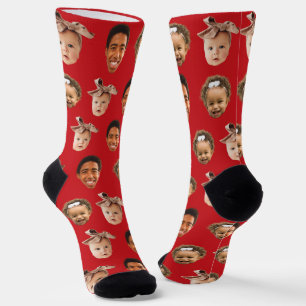 Funny Custom Dad of 3 Kids Photo Red Socks