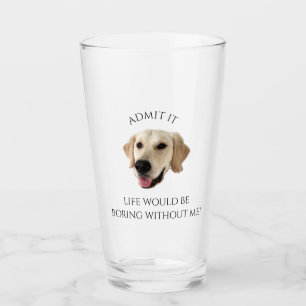 Funny Custom Dog Photo Head Name Gift Glass