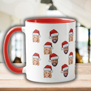 Funny Custom Face 2 Photos Santa Claus Hat Xsmas Mug