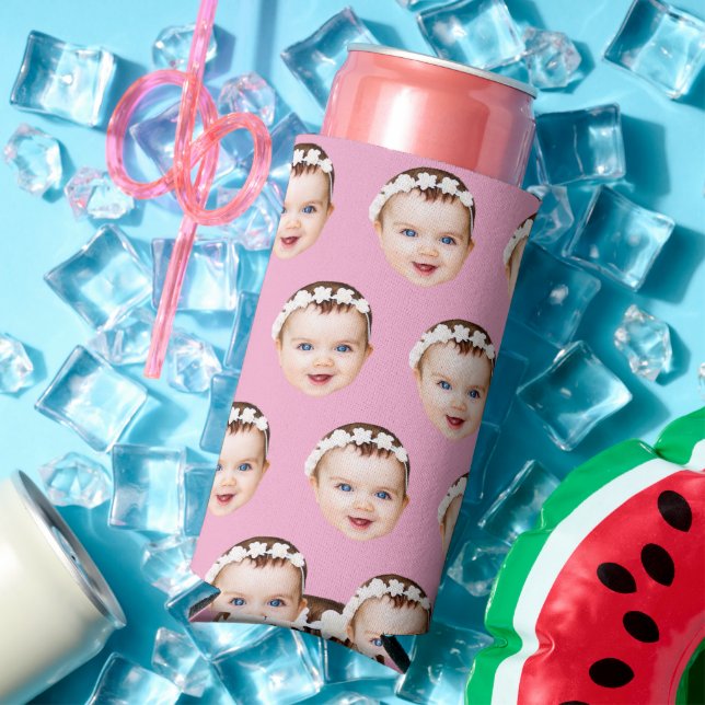 Funny Custom Face Can Cooler, Personalised Picture Seltzer Can Cooler (In Situ Summer)