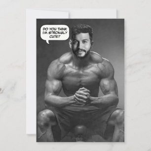 Funny custom face in hole body builder photo invitation