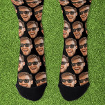 Funny Custom Face Photo Crew Socks<br><div class="desc">Funny custom face crew socks personalised with a photo. Upload a cutout of the face with a transparent background and it will automatically be replicated all over the socks, on both sides. To make the cut-out, you can download any mobile or computer app, or use the program named Canva or...</div>