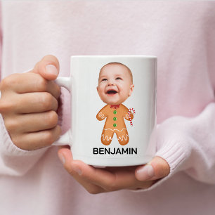 Funny Custom Face Photo Gingerbread Christmas Baby Coffee Mug