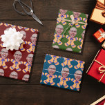 Funny Custom Face Photo Gingerbread Men Christmas Wrapping Paper Sheet<br><div class="desc">Modern Custom Face Photo Gingerbread Men Christmas, </div>