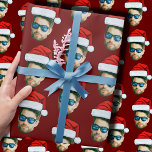 Funny Custom Face Photo Santa Claus Hat Christmas  Wrapping Paper<br><div class="desc">Funny Custom Face Photo Santa Hat Christmas Wrapping Paper</div>