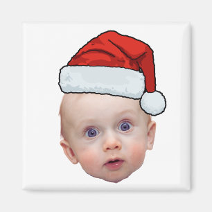 Funny Custom Face Photo Santa Head Christmas Magnet
