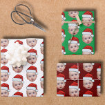 Funny Custom Face Photo Santa Head Christmas Wrapping Paper Sheet<br><div class="desc">Funny Custom Face Photo Santa Head Christmas Wrapping Paper Sheets</div>