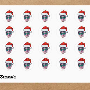 Funny Custom Face Santa Hat Photo Christmas Classic Round Sticker