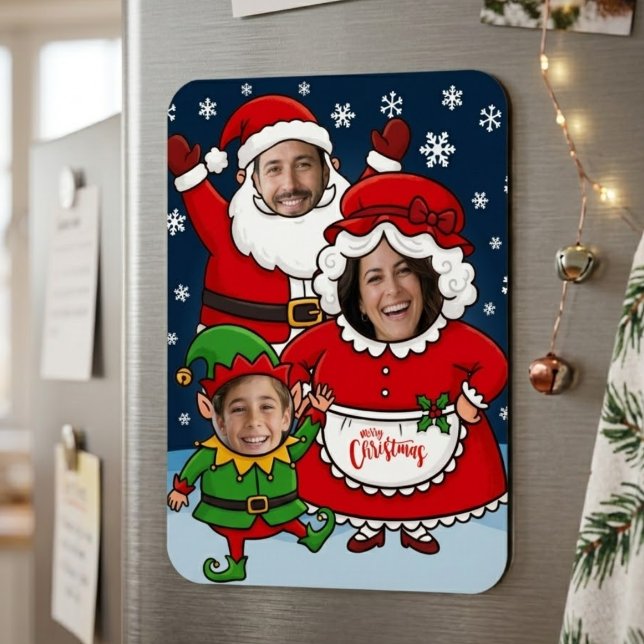Funny Custom Face Santa Mrs Claus Elf Christmas Magnet (Creator Uploaded)