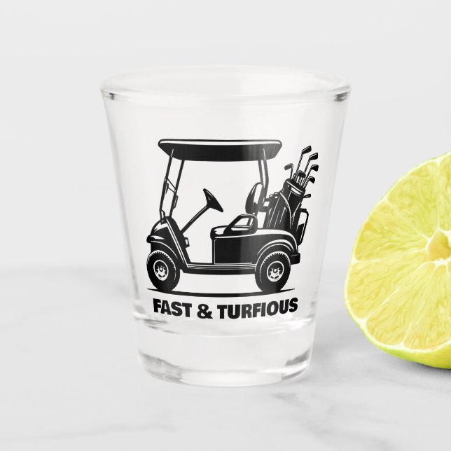 Funny Custom Golf Cart Sports Gift Etched Shot Glass (Front)