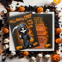 Funny Custom Halloween reaper chef dinner party