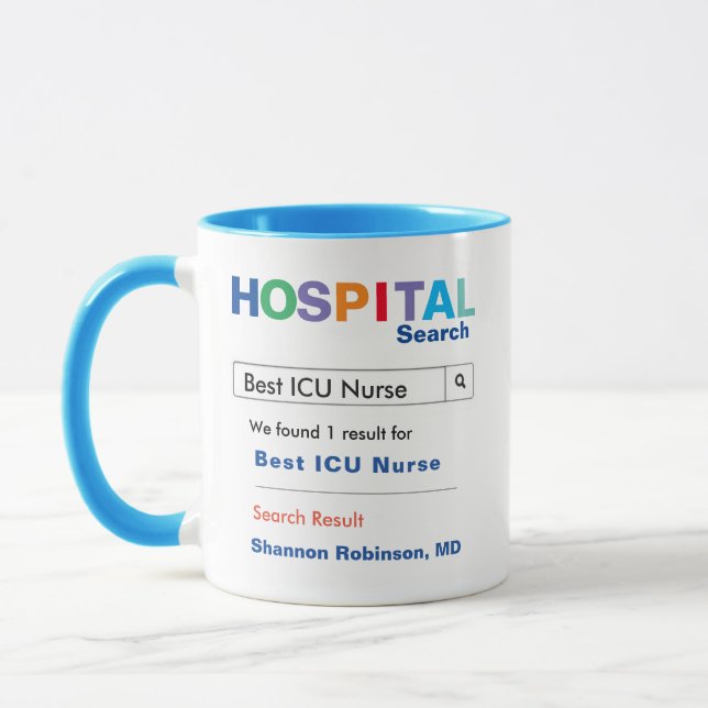Funny Custom Hospital ICU Nurse Mug (Left)