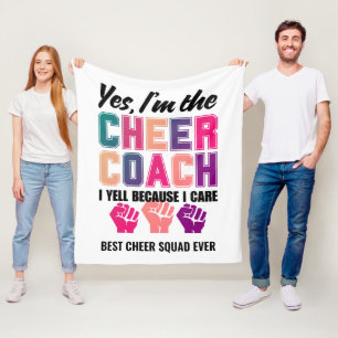 Funny Custom I Yell Because I Care CHEER COACH Fleece Blanket