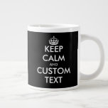 Funny custom keep calm huge enormous XXL size Large Coffee Mug<br><div class="desc">Funny custom keep calm huge enormous XXL size Giant Coffee Mug. Massive black and white personalised cup for home or office. Add your own humourous keep calm and carry on text. Fun Birthday or Christmas gift idea for friends, family, coworker, colleague, boss, corporate employee, company staff, personnel, teacher, nurse, coach,...</div>