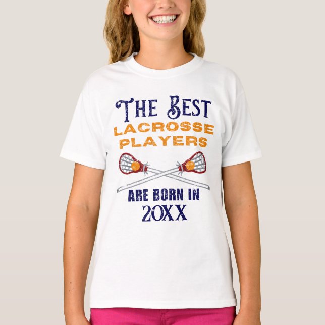 Funny Custom Lacrosse Birth Year Birthday  T-Shirt (Front)