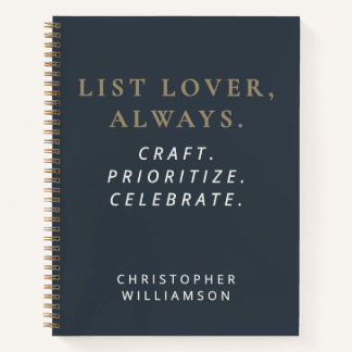 Funny Custom List Lover Navy Gold Minimalist Men Notebook