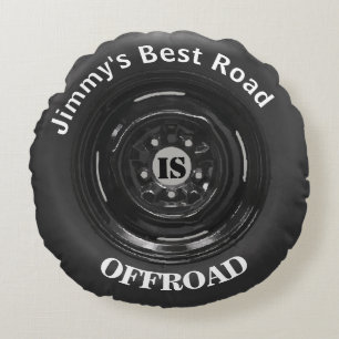 Funny Custom Name and Road Round Cushion