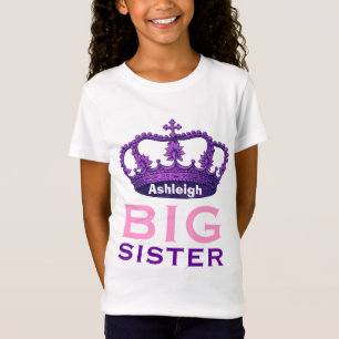 Funny Custom Name BIG SISTER Purple Crown Gift V07 T-Shirt