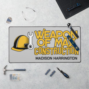 Funny custom name Construction Worker Desk Mat
