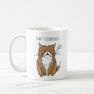 Funny Custom Name Current Mood Meh Cat Mug