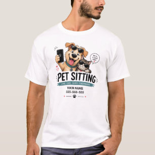 Funny Custom Name & Phone Pet Sitter T-Shirt