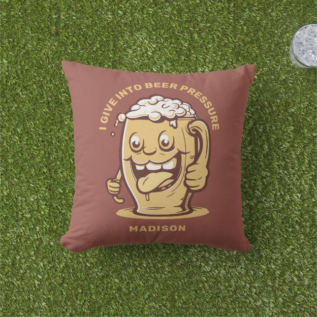 Funny Custom Name & Text Beer Cushion (Grass)