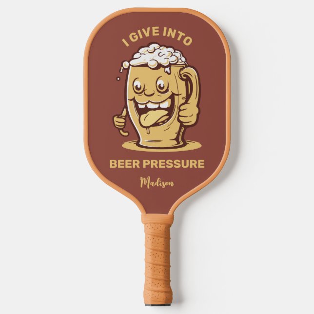 Funny Custom Name & Text Beer Pickleball Paddle (Front)