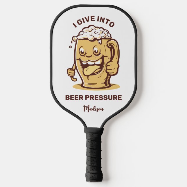 Funny Custom Name & Text Beer Pickleball Paddle (Front)