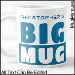 Funny Custom Name Text Two Tone Blue Big Mug 011<br><div class="desc">This bold two-tone mug keeps things simple but effective with fully editable. The contrast colour add a stylish pop,  making this an ideal gift or office mug with personality. All text is fully customisable.</div>