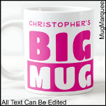 Funny Custom Name Text Two Tone Pink Big Mug 008<br><div class="desc">This bold two-tone mug keeps things simple but effective with fully editable. The contrast colour add a stylish pop,  making this an ideal gift or office mug with personality. All text is fully customisable.</div>