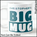 Funny Custom Name Text Two Tone Teal Big Mug 006<br><div class="desc">This bold two-tone mug keeps things simple but effective with fully editable. The contrast colour add a stylish pop,  making this an ideal gift or office mug with personality. All text is fully customisable.</div>
