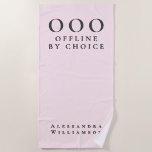 Funny Custom Pastel Pink Charcoal OOO Minimalist Beach Towel