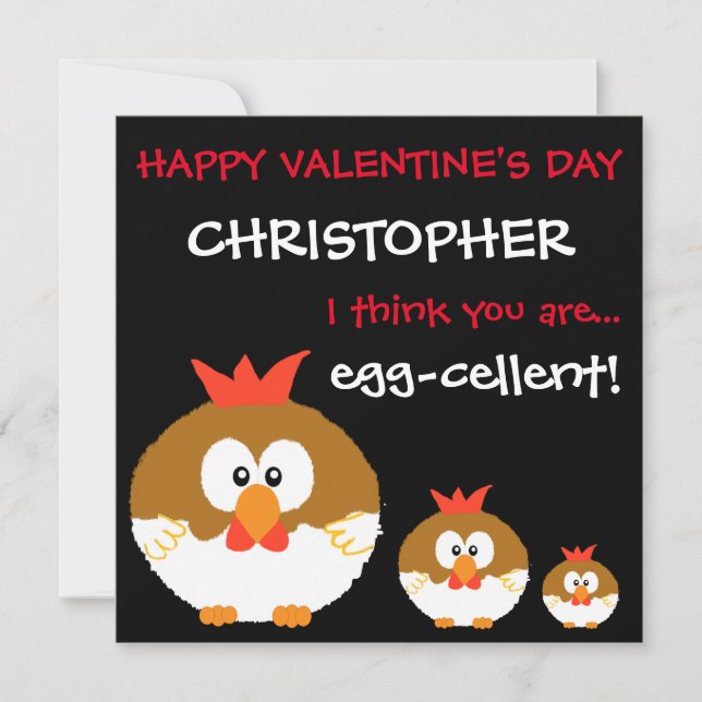 Funny Custom Personalised Chicken Valentines Day Card (Front)
