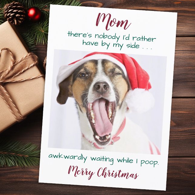 Funny Custom Pet Photo Dog Mum Merry Christmas Hol Holiday Card (Creator Uploaded)