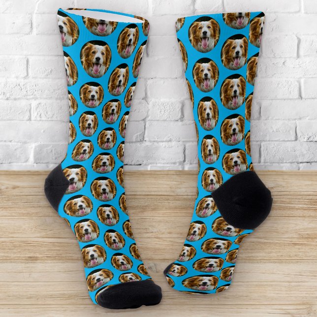 Funny Custom Pet Photo Grid Pattern Socks (Creator Uploaded)