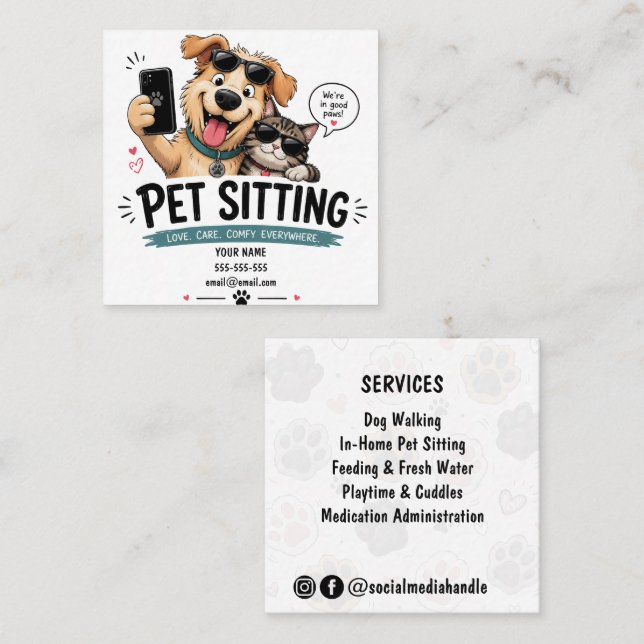 Funny Custom Pet Sitter Business Card  (Front/Back)