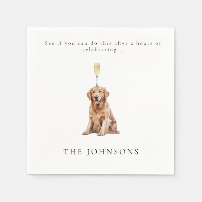 Funny Custom Pet with Champagne Wedding Napkin (Front)