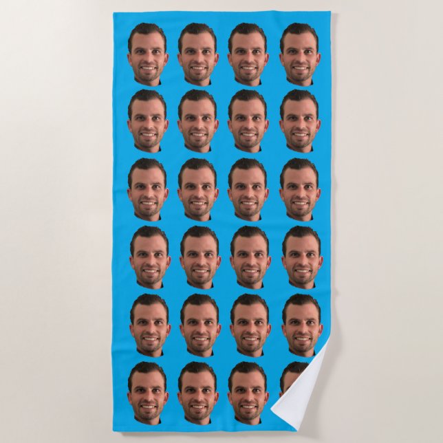 Funny Custom Photo Face Beach Towel Personalised  (Front)