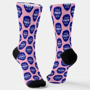 Funny Custom Photo Face Pattern Pink Socks