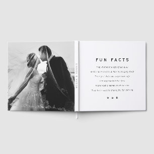 Funny, custom photo fun facts minimalist wedding guest book
