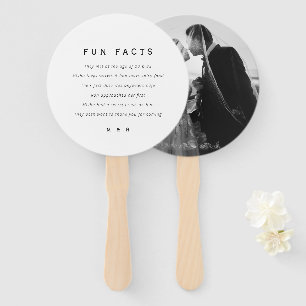 Funny, custom photo fun facts minimalist wedding  hand fan