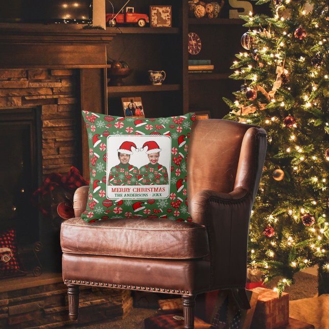 Funny Custom Photo Merry Christmas Ugly Sweater Cushion (Creator Uploaded)
