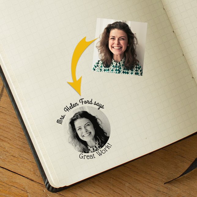 Funny Custom Photo Teacher Classroom Great Work Rubber Stamp (Creator Uploaded)