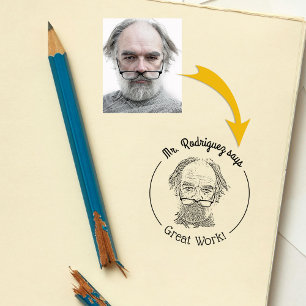 Funny Custom Photo Teacher Classroom Great Work Rubber Stamp