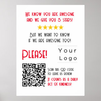 Funny Custom QR Code Business Logo Review unique Poster