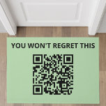 Funny Custom QR Code Doormat<br><div class="desc">Greet your guests with a doormat that's not just functional but also entertaining! Featuring a bold "You Won't Regret This" phrase and a scannable QR code, this customisable doormat brings a modern twist to your entryway. Perfect for homes, offices, or any space that values creativity and humour, it’s sure to...</div>