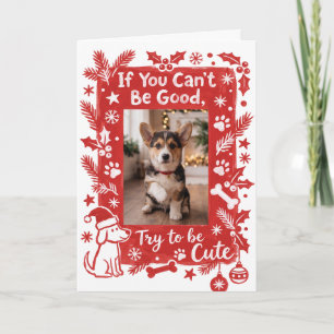 Funny Custom Red Dog Photo Christmas Holiday Card