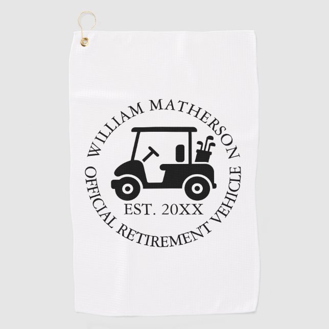 Funny Custom Retirement Cart Buggy  Golf Towel (Front)